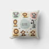 Schattigee Waterverf Safari Animal Doodles Kussen (Voorkant)