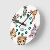 Schattigee Waterverf Safari Animals Nursery Ronde Klok (Hoek)