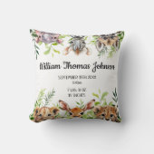 Schattigee Waterverf Safari Dieren Baby Geboortest Kussen (Voorkant)