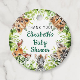 Schattigee Waterverf Safari Dieren Baby shower Bedankjes Labels