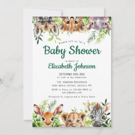 Schattigee Waterverf Safari Dieren Baby shower Kaart