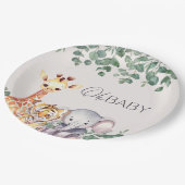 Schattigee Waterverf Safari Dieren Baby shower Papieren Bordje (Gekanteld)