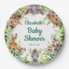 Schattigee Waterverf Safari Dieren Baby shower Papieren Bordje