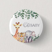 Schattigee Waterverf Safari Dieren Baby shower Ronde Button 3,2 Cm (Voorkant)