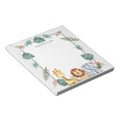 Schattigee Waterverf Safari Dieren gepersonaliseer Notitieblok (Schuin)