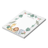 Schattigee Waterverf Safari Dieren gepersonaliseer Notitieblok (Linkerzijde)