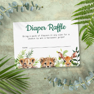 Schattigee Waterverf Safari Dieren Luier Raffle Informatiekaartje