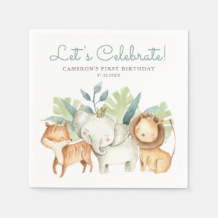 Schattigee Waterverf Safari Dierenvrienden Verjaar Servet