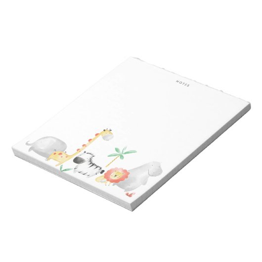 Schattigee Waterverf Safari Vrienden Tropical Notitieblok (Linkerzijde)