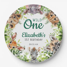 Schattigee Waterverf safaridieren 1e verjaardag Papieren Bordje