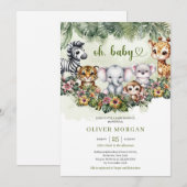 Schattigee waterverf Safaridieren Tropisch groen Kaart (Voorkant / Achterkant)