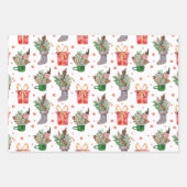 Schattigee Waterverf Santa Elf Gingerbread Christm Inpakpapier Vel (Voorkant 2)