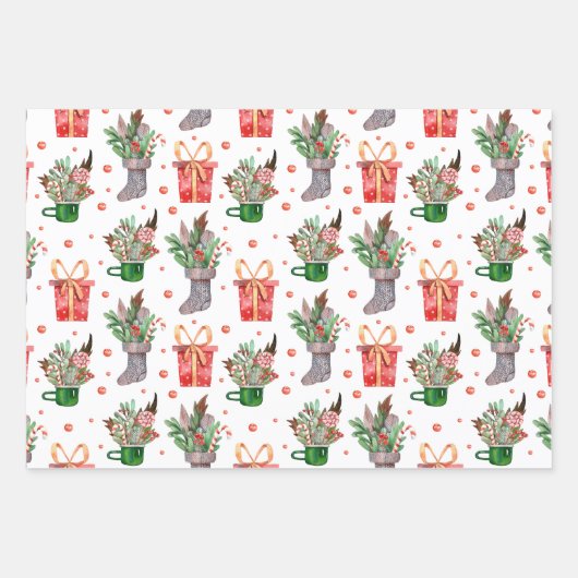 Schattigee Waterverf Santa Elf Gingerbread Christm Inpakpapier Vel (Voorkant 2)