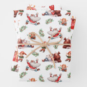 Schattigee Waterverf Santa Elf Gingerbread Christm Inpakpapier Vel (In situ)