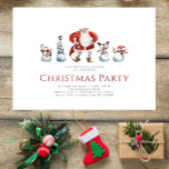 Schattigee waterverf Santa Snowmen kerstkaart Kaart<br><div class="desc">Voeg je familienaam of een persoonsnaam toe aan creëer schattige kerstfeestuitnodiging, met één waterverf geverfde kerstman en vier grappige sneeuwpoppen op een romige achtergrond. Als u hulp nodig hebt bij dit ontwerp, neem dan contact met mij op via mijn zazzle store messenger, willow spring studio en ik zal u graag...</div>