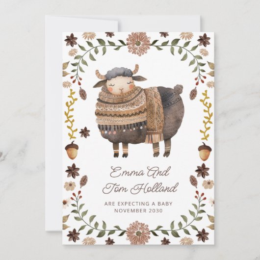 Schattigee Waterverf Schapendracht Aankondiging (Voorkant)