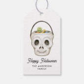 Schattigee Waterverf schedel behandelen emmer hall Cadeaulabel (Voorkant)