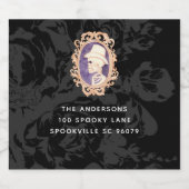 Schattigee Waterverf Schedelportret Halloween Sparkling Wijnetiket (Enkel label)