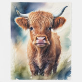Schattigee Waterverf Schilderen van een Highland K Fleece Deken (Voorkant)