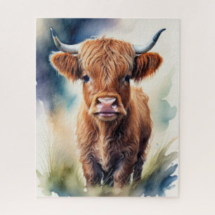 Schattigee Waterverf Schilderen van een Highland K Legpuzzel