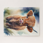 Schattigee Waterverf Schilderen van een Highland K Legpuzzel (Horizontaal)