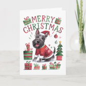Schattigee Waterverf Schotse Terriër Kerst Kaart (Voorkant)