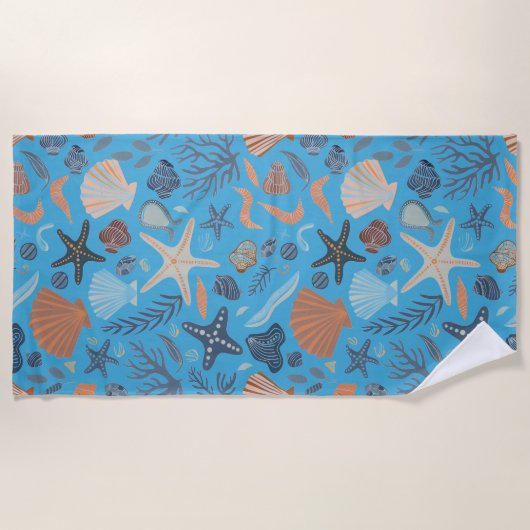 Schattigee Waterverf Seashell Blue Strandlaken (Voorkant)