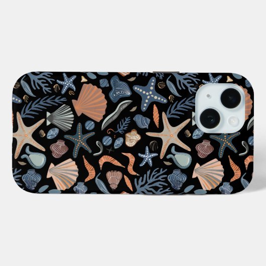 Schattigee Waterverf Seashell Coral Summer Case-Mate iPhone Case (Achterkant (horizontaal))