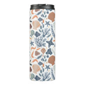 Schattigee Waterverf Seashell Coral Thermische Tum Thermosbeker (Achterkant)