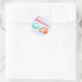 Schattigee Waterverf Seashells Illustration Ronde Sticker (Tas)
