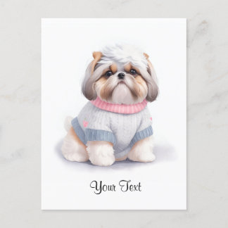 Schattigee Waterverf Shih Tzu Puppy Dog gepersonal Briefkaart