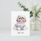 Schattigee Waterverf Shih Tzu Puppy Dog gepersonal Briefkaart (Staand voorkant)
