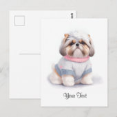 Schattigee Waterverf Shih Tzu Puppy Dog gepersonal Briefkaart (Voorkant / Achterkant)