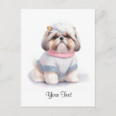 Schattigee Waterverf Shih Tzu Puppy Dog gepersonal Briefkaart (Voorkant)