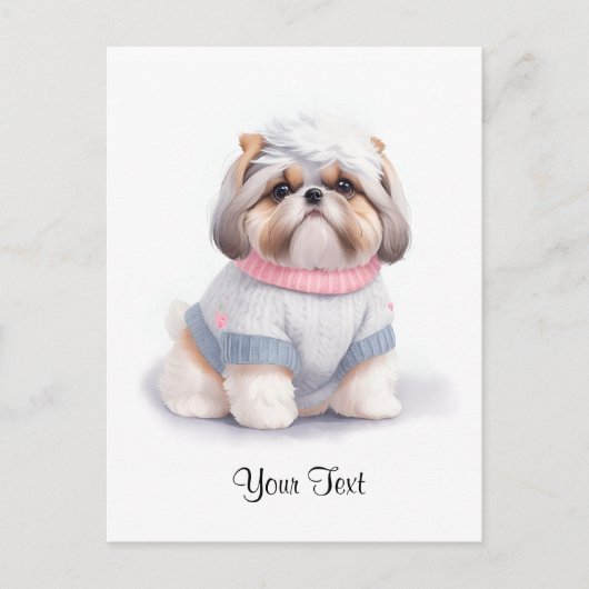 Schattigee Waterverf Shih Tzu Puppy Dog gepersonal Briefkaart (Voorkant)