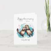 Schattigee Waterverf Significant Otter Pun Jubileu Kaart (Voorkant)