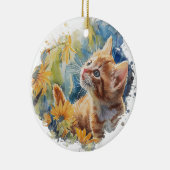 SCHATTIGEE WATERVERF SINAASAPPEL TABBY KITTEN MET  KERAMISCH ORNAMENT (Rechts)