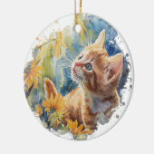 SCHATTIGEE WATERVERF SINAASAPPEL TABBY KITTEN MET  KERAMISCH ORNAMENT (Links)