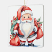 Schattigee waterverf Sinterklaas met rode cadeaus  Keramisch Ornament (Links)