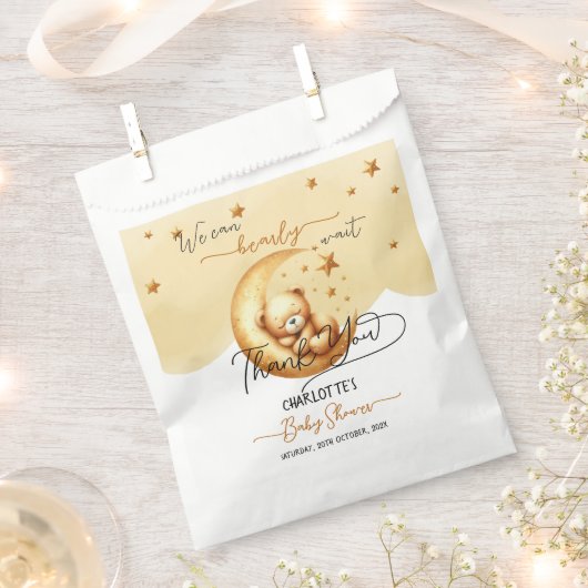 Schattigee Waterverf Slaap Beer op Moon Baby showe Bedankzakje (Geknipt)