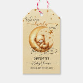 Schattigee Waterverf Slaap Beer op Moon Baby showe Cadeaulabel (Voorkant)