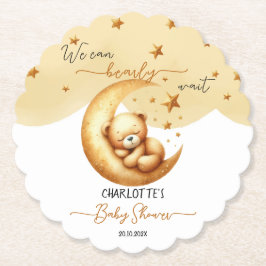 Schattigee Waterverf Slaap Beer op Moon Baby showe Kartonnen Onderzetters