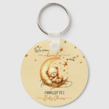 Schattigee Waterverf Slaap Beer op Moon Baby showe