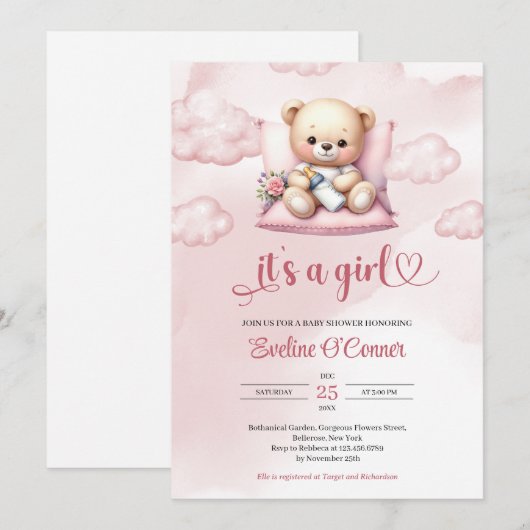 Schattigee waterverf slapen Teddybeer Het is een m Kaart (Voorkant / Achterkant)