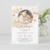 Schattigee waterverf slapen teddybeer neutraal aar kaart (Staand voorkant)