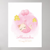 Schattigee Waterverf Sleeping Kitten Roze Kwekerij Poster (Voorkant)