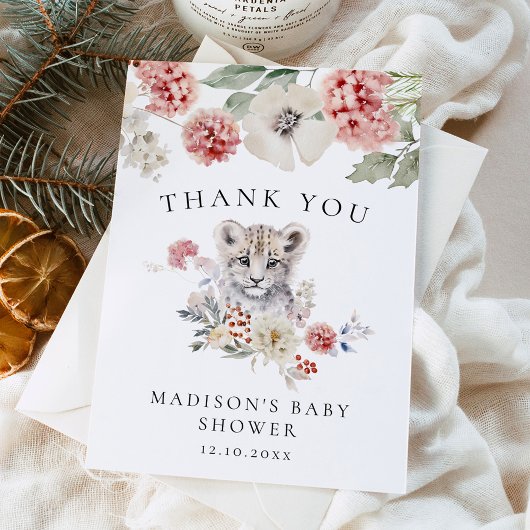 Schattigee Waterverf Sneeuw Leopard Winter Baby sh Bedankkaart