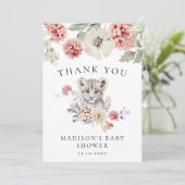 Schattigee Waterverf Sneeuw Leopard Winter Baby sh Bedankkaart (Staand voorkant)