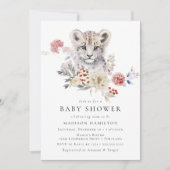 Schattigee Waterverf Sneeuw Leopard Winter Baby sh Kaart (Voorkant)