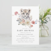 Schattigee Waterverf Sneeuw Leopard Winter Baby sh Kaart (Staand voorkant)